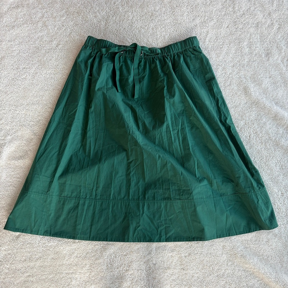 Talbots Modern Poplin Drawstring Skirt Women's 2X Emerald Green Midi
